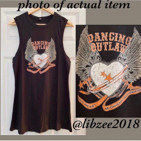 Dancing Outlaw Boho Graphic Tee Tank Dress NEW - Picture 10 of 11